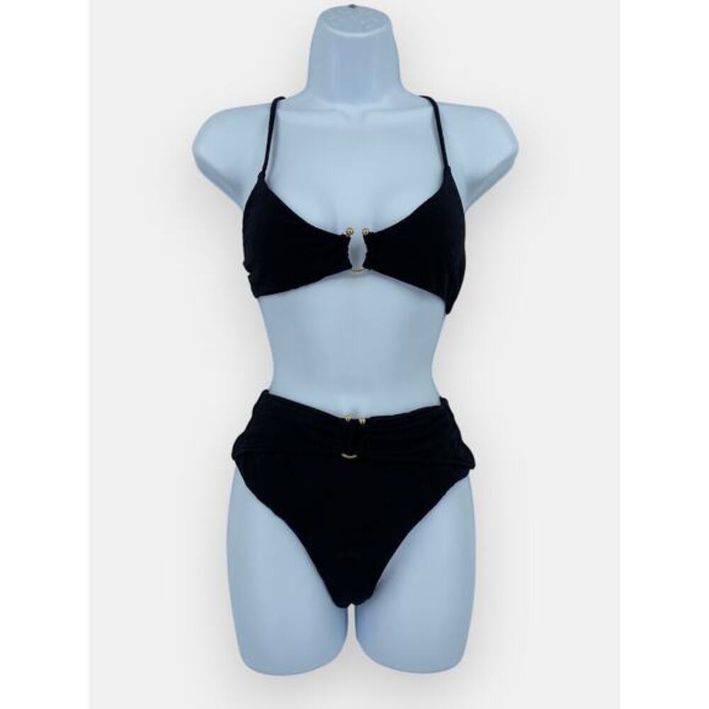 Revel Rey Black High waisted textured bikini‎